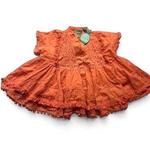 Antica Sartoria Short Sleeve Button-up Blouse Sz S/2 (S Or Xs?) Coral